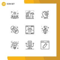 Set of 9 Commercial Outlines pack for basket hobby position board relaxed Editable Vector Design Elements