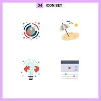 Group of 4 Flat Icons Signs and Symbols for business learn target tree puzzle Editable Vector Design Elements