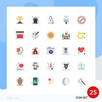 Pack of 25 Modern Flat Colors Signs and Symbols for Web Print Media such as error place love no usb Editable Vector Design Elements