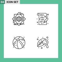 Modern Set of 4 Filledline Flat Colors Pictograph of abstract ball formation study summer Editable Vector Design Elements