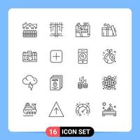 16 Thematic Vector Outlines and Editable Symbols of camera heart location love map Editable Vector Design Elements