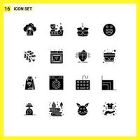 16 iconos creativos signos y símbolos modernos de petardo china flecha fuegos artificiales feliz elementos de diseño vectorial editables vector