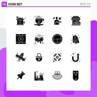 Stock Vector Icon Pack of 16 Line Signs and Symbols for control store virus shop purchase Editable Vector Design Elements