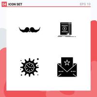 Pack of 4 Modern Solid Glyphs Signs and Symbols for Web Print Media such as moustache funding male cash timeline Editable Vector Design Elements