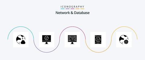 Network And Database Glyph 5 Icon Pack Including internet. app. internet. website. design vector