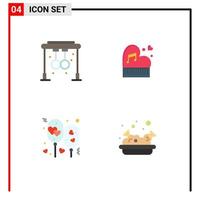 Modern Set of 4 Flat Icons Pictograph of rings valentine training marriage air Editable Vector Design Elements