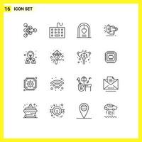 16 iconos creativos signos y símbolos modernos de anuncio altavoz teclado altavoz matrimonio elementos de diseño vectorial editables vector