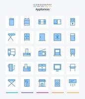 Creative Appliances 25 Blue icon pack  Such As appliances. iron. furniture. home. refrigerator vector