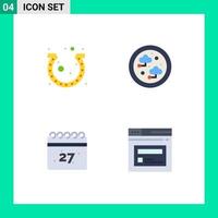 4 Creative Icons Modern Signs and Symbols of day summer horseshoe internet date Editable Vector Design Elements