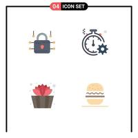 4 Universal Flat Icon Signs Symbols of louck bucket secure fast lotus Editable Vector Design Elements