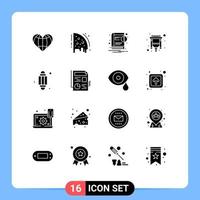 Set of 16 Commercial Solid Glyphs pack for islam usb party connector notification Editable Vector Design Elements