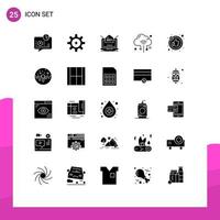 25 Universal Solid Glyphs Set for Web and Mobile Applications router internet resources web setting Editable Vector Design Elements