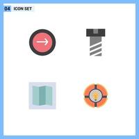 paquete de iconos planos de 4 símbolos universales de elementos de diseño de vectores editables de chat de tuerca móvil de bombilla de aplicación