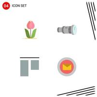 Editable Vector Line Pack of 4 Simple Flat Icons of flora media nature camcorder top Editable Vector Design Elements