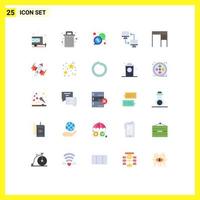 Pack of 25 Modern Flat Colors Signs and Symbols for Web Print Media such as desk sharing bubble mobile computer Editable Vector Design Elements