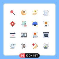 Mobile Interface Flat Color Set of 16 Pictograms of maps gps money protection document Editable Pack of Creative Vector Design Elements