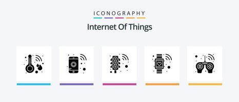 Internet Of Things Glyph 5 Icon Pack Including game. smart watch. management. pulsometer. cardio. Creative Icons Design vector