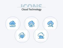 paquete de iconos azul de tecnología de nube 5 diseño de iconos. documento. expediente. datos. datos. conectado vector