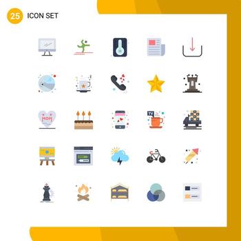 User Interface Pack of 25 Basic Flat Colors of multimedia text sheet stretching text document Editable Vector Design Elements