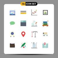 Pictogram Set of 16 Simple Flat Colors of chating picture user living image Editable Pack of Creative Vector Design Elements