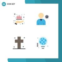 Modern Set of 4 Flat Icons and symbols such as asset dead market profile halloween Editable Vector Design Elements