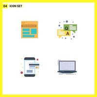 Universal Icon Symbols Group of 4 Modern Flat Icons of website question corporate webpage card Editable Vector Design Elements