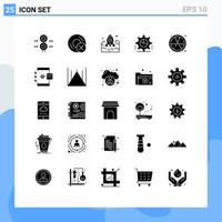 Pack of 25 Modern Solid Glyphs Signs and Symbols for Web Print Media such as gear spaceship gadget entrepreneur business Editable Vector Design Elements