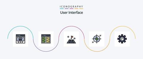 User Interface Line Filled Flat 5 Icon Pack Including reticle. crosshair. interface. mountain vector