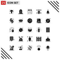 Group of 25 Modern Solid Glyphs Set for education consumer lamp coin business Editable Vector Design Elements