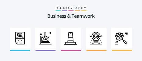 Business And Teamwork Line 5 Icon Pack Including technology. global. business. finance and business. Creative Icons Design vector