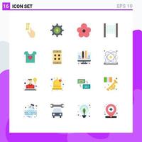 Group of 16 Flat Colors Signs and Symbols for heart clothes power sport present Editable Pack of Creative Vector Design Elements