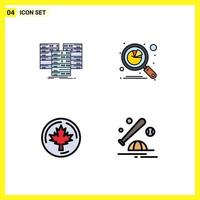 Set of 4 Commercial Filledline Flat Colors pack for center search database analytics canada Editable Vector Design Elements