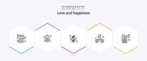 Love 25 Line icon pack including heart. love. flower. heart. kissing vector