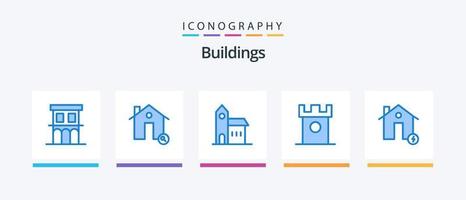 Buildings Blue 5 Icon Pack Including dessert. ancient. house. monastery. church. Creative Icons Design vector