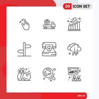 Modern Set of 9 Outlines Pictograph of call board truck logistic up Editable Vector Design Elements
