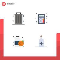 Mobile Interface Flat Icon Set of 4 Pictograms of business bottle accounting calculation cream Editable Vector Design Elements