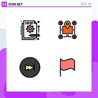 Set of 4 Modern UI Icons Symbols Signs for detail pointer in map fast Editable Vector Design Elements