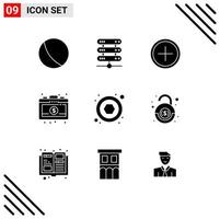 9 Creative Icons Modern Signs and Symbols of screw hardware circle investment briefcase Editable Vector Design Elements