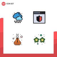 Modern Set of 4 Filledline Flat Colors and symbols such as cloud spa browser webpage carnival Editable Vector Design Elements