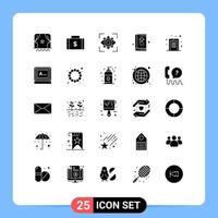 Group of 25 Modern Solid Glyphs Set for growth book payments agenda view Editable Vector Design Elements