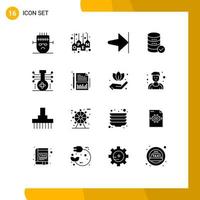 16 Thematic Vector Solid Glyphs and Editable Symbols of knowledge web store service hosting Editable Vector Design Elements