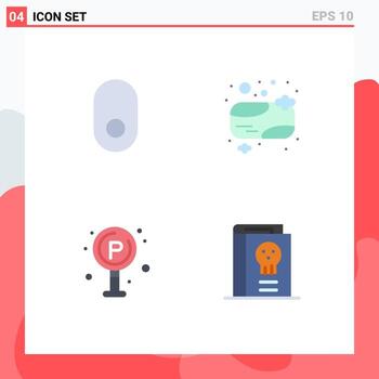 Pictogram Set of 4 Simple Flat Icons of apple traffic soap clean book Editable Vector Design Elements
