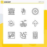 Modern Set of 9 Outlines Pictograph of water drink plant beverage user interface Editable Vector Design Elements