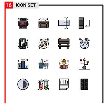 16 Thematic Vector Flat Color Filled Lines and Editable Symbols of statistical finance field chart swap Editable Creative Vector Design Elements