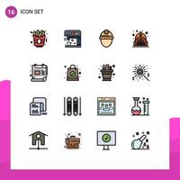 Modern Set of 16 Flat Color Filled Lines and symbols such as scale design helmet creative bag Editable Creative Vector Design Elements