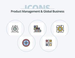la gestión de productos y la línea de negocio global llenaron el paquete de iconos 5 diseño de iconos. Producto prémium. Estimacion. embudo. filtración vector