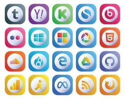 20 Social Media Icon Pack Including github edge microsoft drupal sound vector