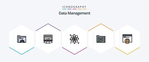 Data Management 25 FilledLine icon pack including management. files. atom. data. network vector