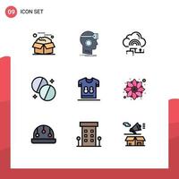9 Filledline Flat Color concept for Websites Mobile and Apps medical antibiotics reality data link Editable Vector Design Elements