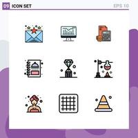 Set of 9 Modern UI Icons Symbols Signs for food menu accumulation kitchen calculator Editable Vector Design Elements